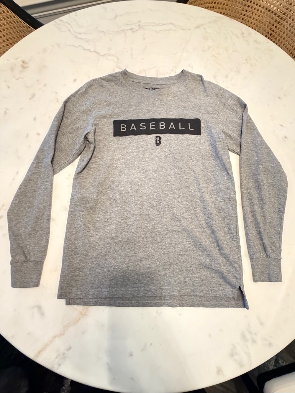 BSBL Lifestyle 101 Gray "Baseball" Long Sleeve Shirt Size Small Excellent NWOT